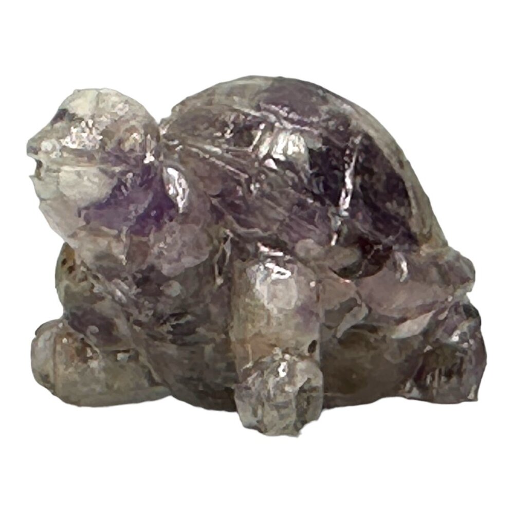 Resin Turtle Inlaid Amethyst Gemstone 1" Figurine Calming Clarity Wisdom